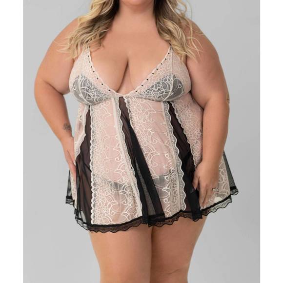 NEW ISAYES babydoll nighwear set - plus in black